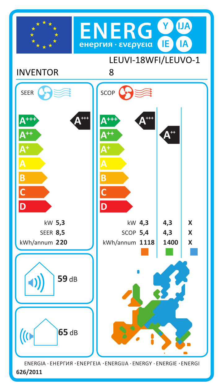 Etichetta energetica ufficiale INVENTOR LEUVI-18WFI/LEUVO-18
