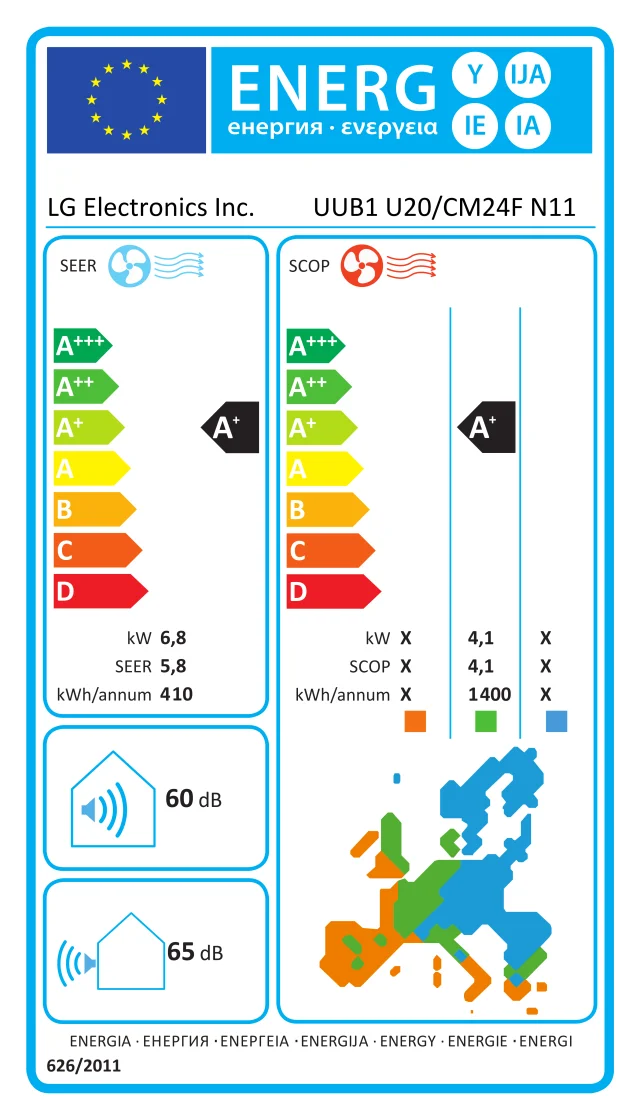 Etichetta energetica ufficiale LG Electronics Inc. UUB1 U20/CM24F N11